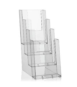 <span class='pp'>Porta Folletos Acrílico</span> Escalera 4 Compartimentos