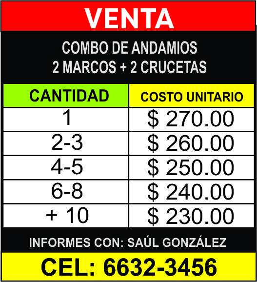 tarifa venta andamios