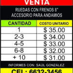 tarifa venta ruedas