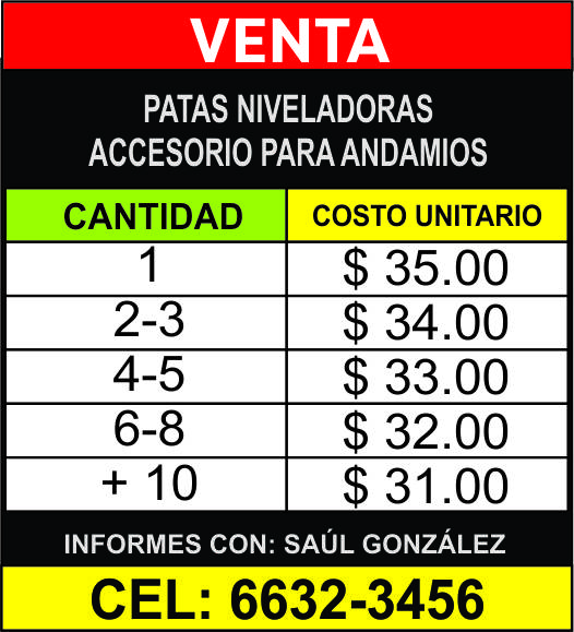 tarifa venta tornillos